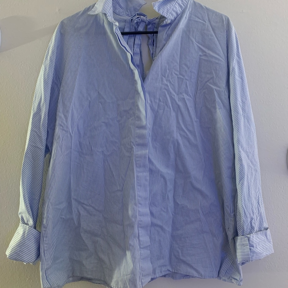 stripped button up - zara